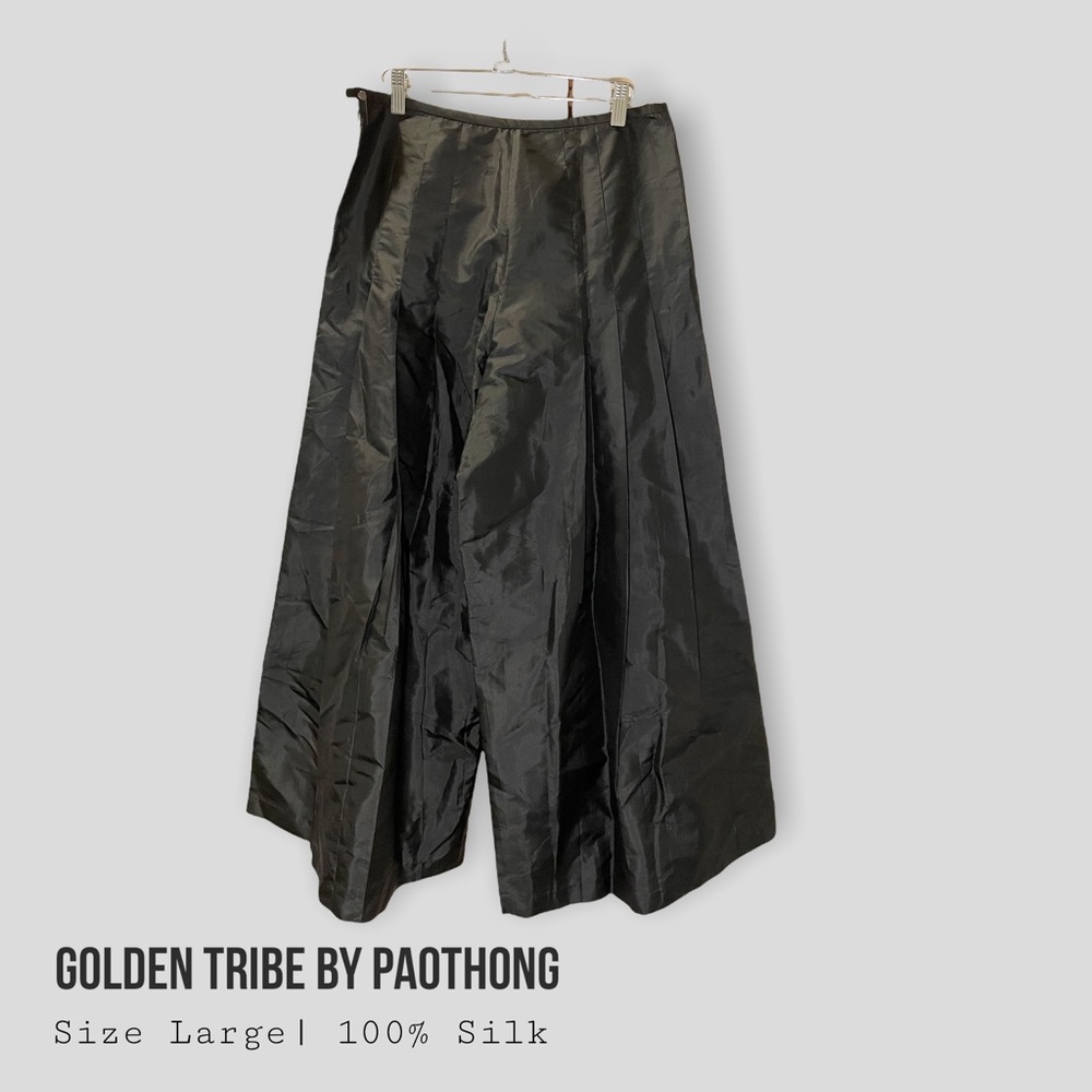 Extra Wide Leg Gaucho Cropped 100% Silk Pants